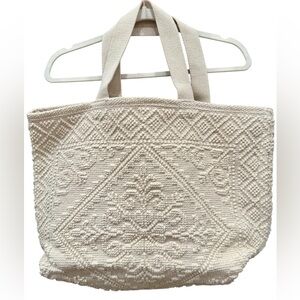 NWT RAJ-Anthropologie Textured Chenille‎ Tote – Cream Pattern